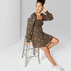 Women's Floral Print Smock Off The Shoulder Dress - Wild Fable Olive