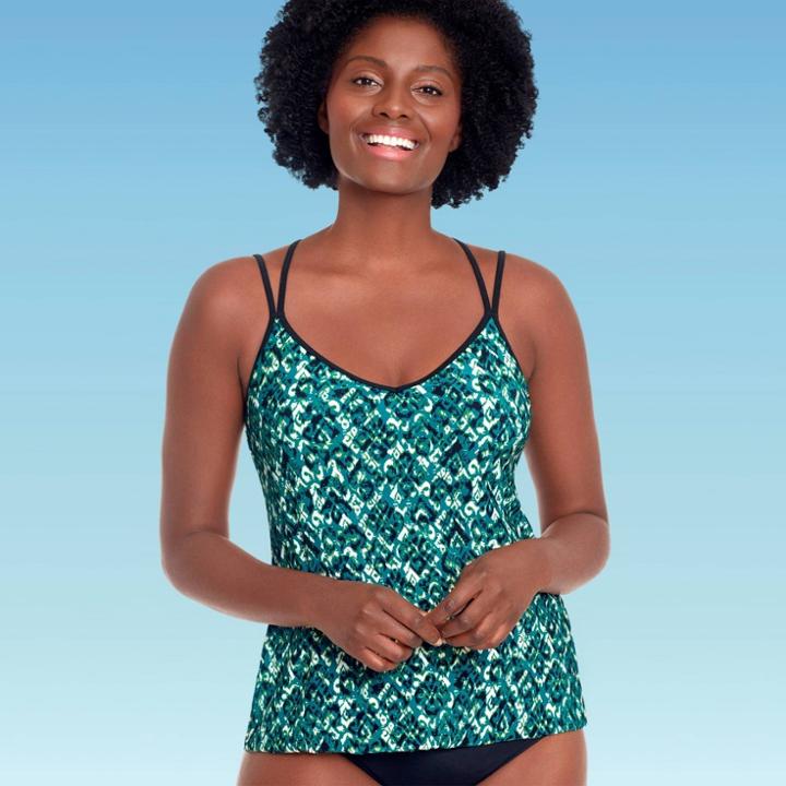 Women's Slimming Control Strappy Back Tankini Top - Dreamsuit By Miracle Brands Teal Green