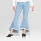 Plus Size Girls' Bell Bottom Frayed Denim - Art Class Light Blue