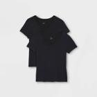 Women's Short Sleeve Scoop Neck Slim Fit 2pk Bundle T-shirt - A New Day Black/black