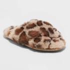 Girls' Brooklyn Leopard Crossband Fur Slippers - Cat & Jack Brown