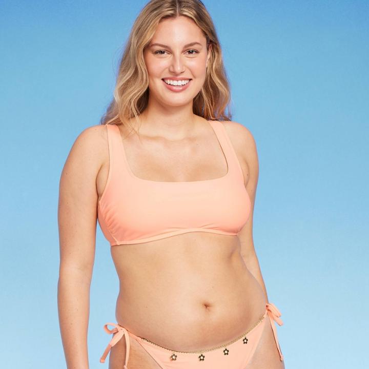 Women's Bralette Bikini Top - Wild Fable Peach