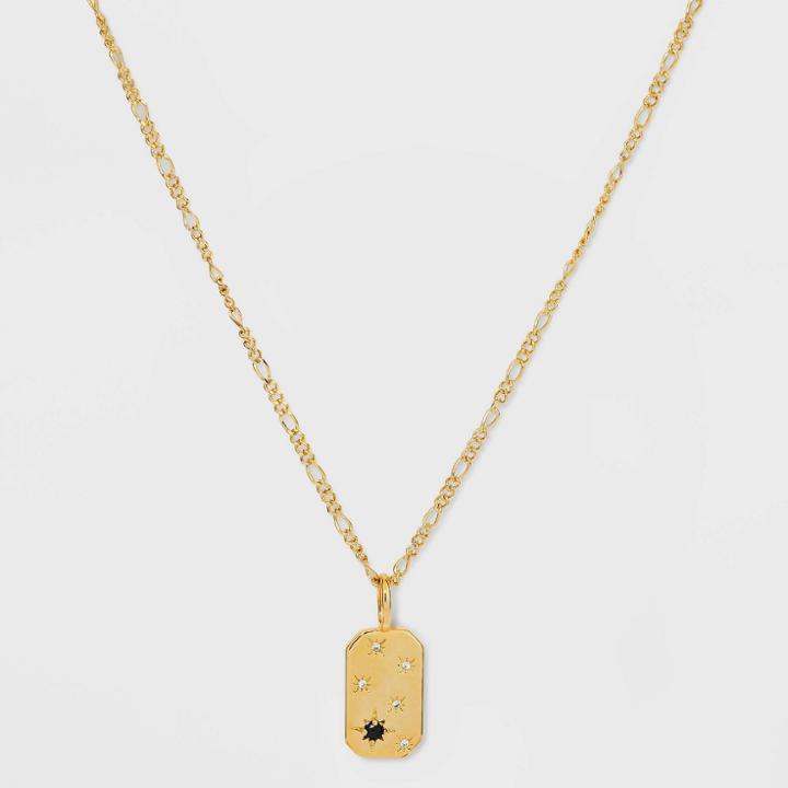 Gold Over Silver Plated Sapphire And Cubic Zirconia Tag Pendant Necklace - A New Day Gold
