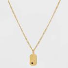 Gold Over Silver Plated Sapphire And Cubic Zirconia Tag Pendant Necklace - A New Day Gold