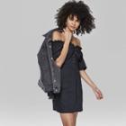 Women's Short Puff Sleeve Lace-up Woven Dress - Wild Fable Black
