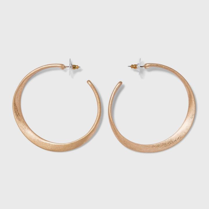 Sculpted Worn Gold Post Hoop Earrings - Universal Thread Gold