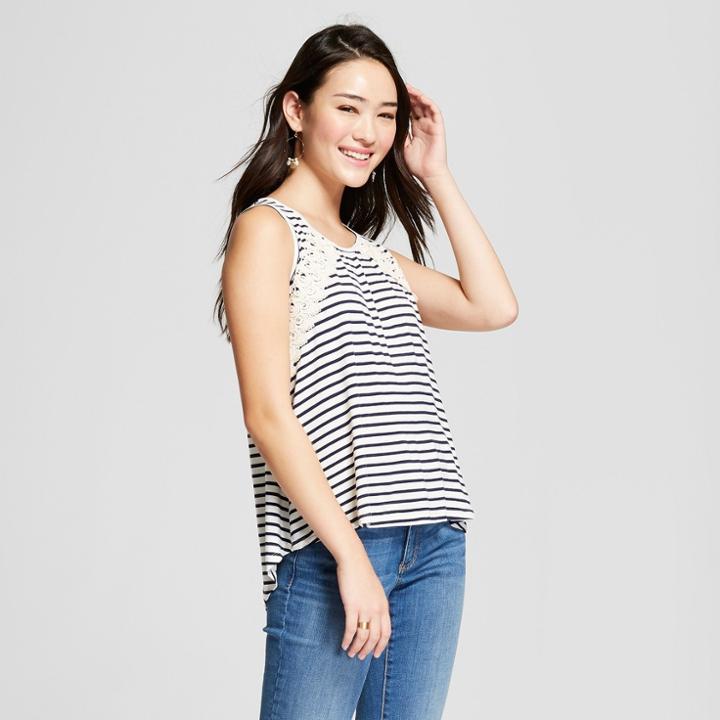 Women's Striped Knit Lace-up Back Tank Top - Xhilaration Night