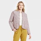 Women's Floral Print Quilted Jacket - Universal Thread Cream