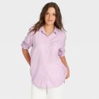 Women's Raglan Long Sleeve Denim Button-down Shirt - Universal Thread Lavender