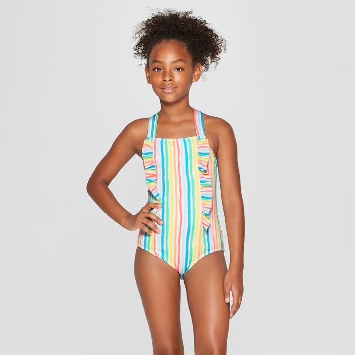 Girls' Rainbow Stories One Piece Swimsuit - Cat & Jack White