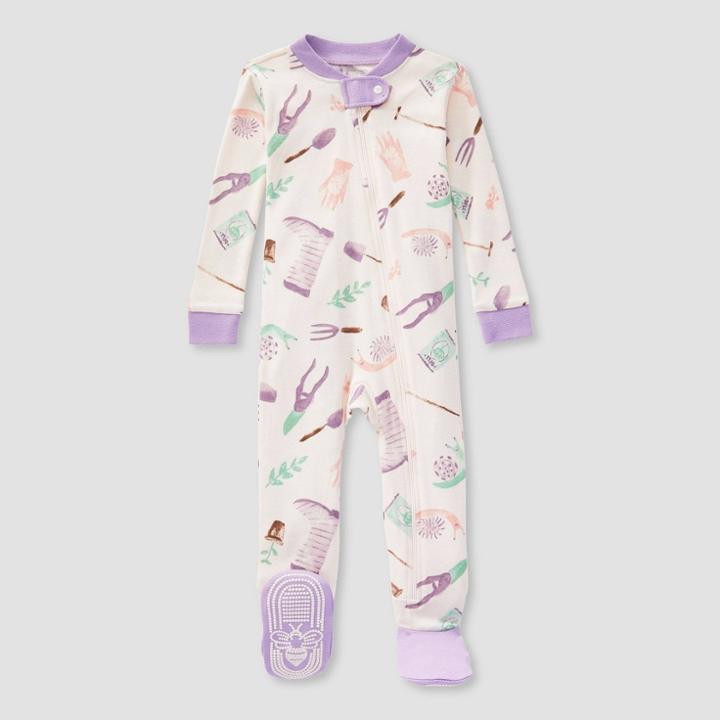 Burt's Bees Baby Baby Girls' Garden Goods Organic Cotton Snug Fit Footed Pajama - Purple