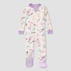 Burt's Bees Baby Baby Girls' Garden Goods Organic Cotton Snug Fit Footed Pajama - Purple