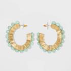 Sugarfix By Baublebar Eclectic Beaded Hoop Earrings - Jade/gold, Women's, Size: Small, Green/gold
