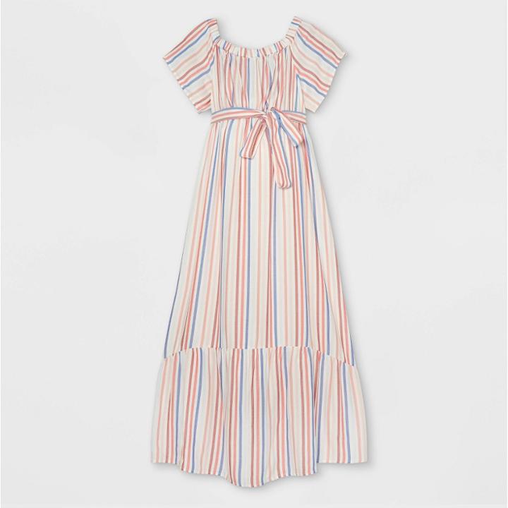 Striped Short Sleeve Woven Maternity Dress - Isabel Maternity By Ingrid & Isabel Xs,