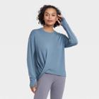 Women's Super Soft Twist-front Crewneck Pullover Sweatshirt - All In Motion Dusty Blue
