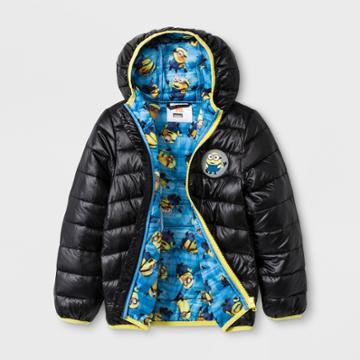 Toddler Boys' Despicable Me Minions Hooded Quilted Jacket - Black