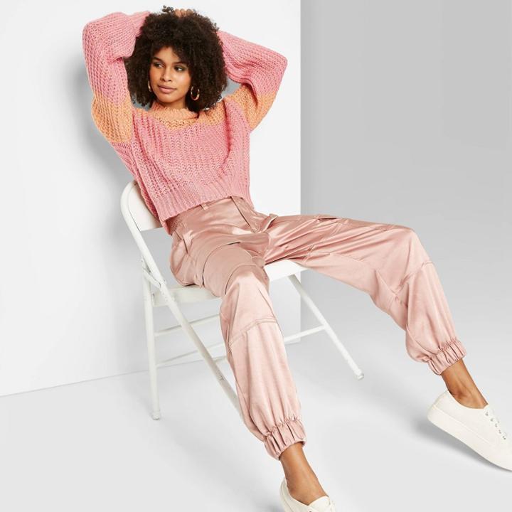 Women's Long Sleeve Mock Turtleneck Ombre Sweater - Wild Fable Pink M, Women's,