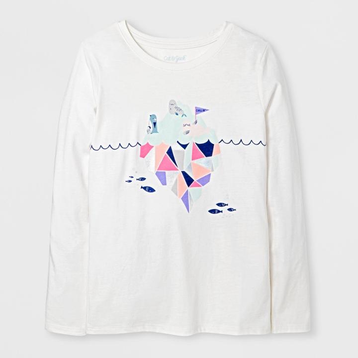 Girls' Long Sleeve Iceberg Graphic T-shirt - Cat & Jack Cream