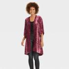 Women's 3/4 Sleeve Velour Duster Top - Knox Rose Berry Red