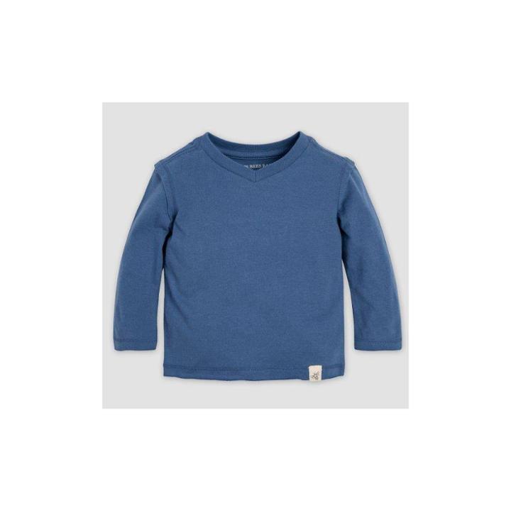 Burt's Bees Baby Baby Boys' Basic High V-neck Organic Cotton T-shirt - Blue