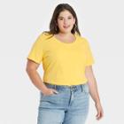 Women's Plus Size Essential Relaxed Scoop Neck T-shirt - Ava & Viv Yellow