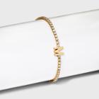 Gold Plated Cubic Zirconia Initial 'm' Tennis Bracelet - A New Day Gold