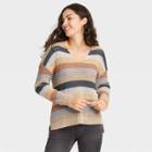 Women's V-neck Pullover Sweater - Knox Rose Light Brown Multi