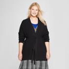 Women's Plus Size Belted Open Cardigan Sweater - A New Day Black