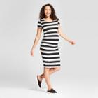 Maternity Short Sleeve Shirred Striped T-shirt Dress - Isabel Maternity By Ingrid & Isabel Black/cream Xs, Women's, Black/cream