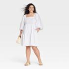 Women's Plus Size Short Sleeve A-line Dress - A New Day White