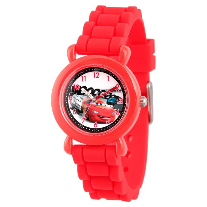 Boys' Disney Cars Lightning Mcqueen Red Plastic Time Teacher Watch - Red, Boy's