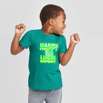 Petitetoddler Boys' Short Sleeve St. Patrick's Happy Go Lucky T-shirt - Cat & Jack Green 12m, Toddler Boy's