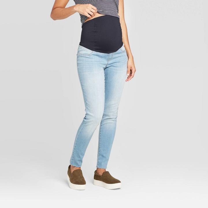 Maternity Crossover Panel Light Wash Jeggings - Isabel Maternity By Ingrid & Isabel Light Blue
