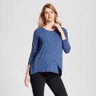 Maternity Long Sleeve Cross-panel Nursing Top - Isabel Maternity By Ingrid & Isabel Blue Heather