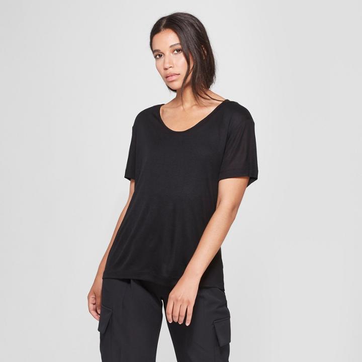 Women's Short Sleeve Drapey T-shirt - Prologue Black