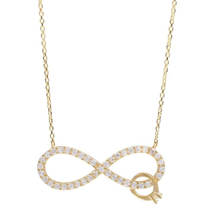 Journee Collection 1/2 Ct. T.w. Round-cut Cz Pave Set Infinity Ring Pendant Necklace In Sterling Silver - Gold