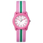 Kid's Timex Watch With Striped Strap - Pink/green Tw7c059009j, Girl's