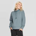 Women's Regular Fit Long Sleeve Turtleneck Pullover - A New Day Teal M, Size: