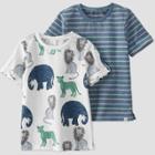 Toddler Boys' 2pk Wildlife T-shirt - Little Planet By Carter's White/blue