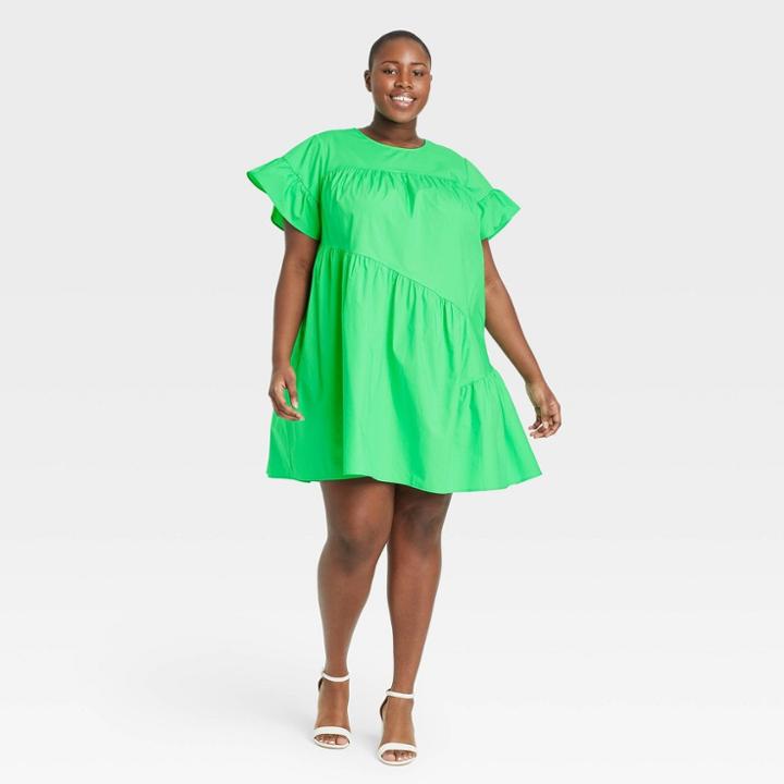 Women's Plus Size Ruffle Short Sleeve Dress - Who What Wear Green