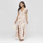 Women's Floral Print Sleeveless V-neck Smocked Waist Maxi Dress - Xhilaration Pink