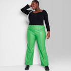 Women's Plus Size High-rise Faux Leather Flare Pants - Wild Fable Green
