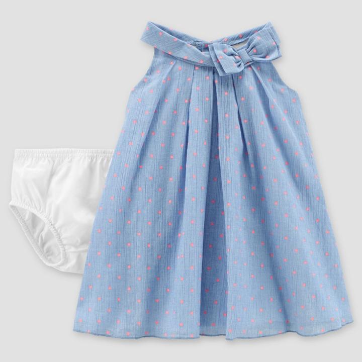 Baby Girls' Dot Dress - Just One You Made By Carter's Blue/pink