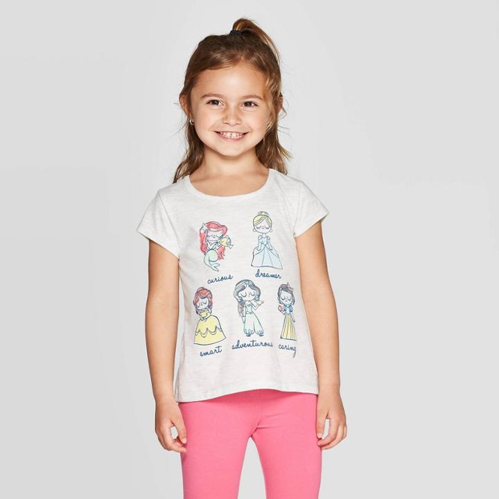 Toddler Girls' Disney Princess Group Traits T-shirt - Gray