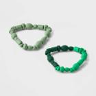 Mixed Abstract Color Block Beaded Bracelet Set 2pc - Universal Thread Green