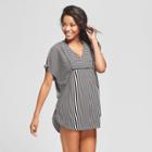 Women's Woven Kaftan Cover Up Dress - Xhilaration Black Stripe