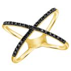 Distributed By Target 1/10 Ct. T.w. Round-cut Black Diamond Prong Set X Ring In Sterling Silver - Yellow