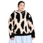 Women's Plus Size Leopard Print Sherpa Hooded Sweatshirt - Sandy Liang X Target Black/cream