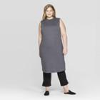 Women's Plus Size Sleeveless Crew Neck Knit Midi Dress - Prologue Gray