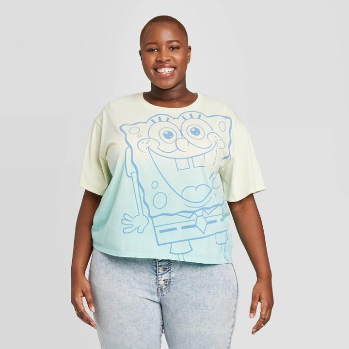 Women's Spongebob Plus Size Boxy Short Sleeve Graphic T-shirt (juniors') - 1x, Women's, Size: 1xl,
